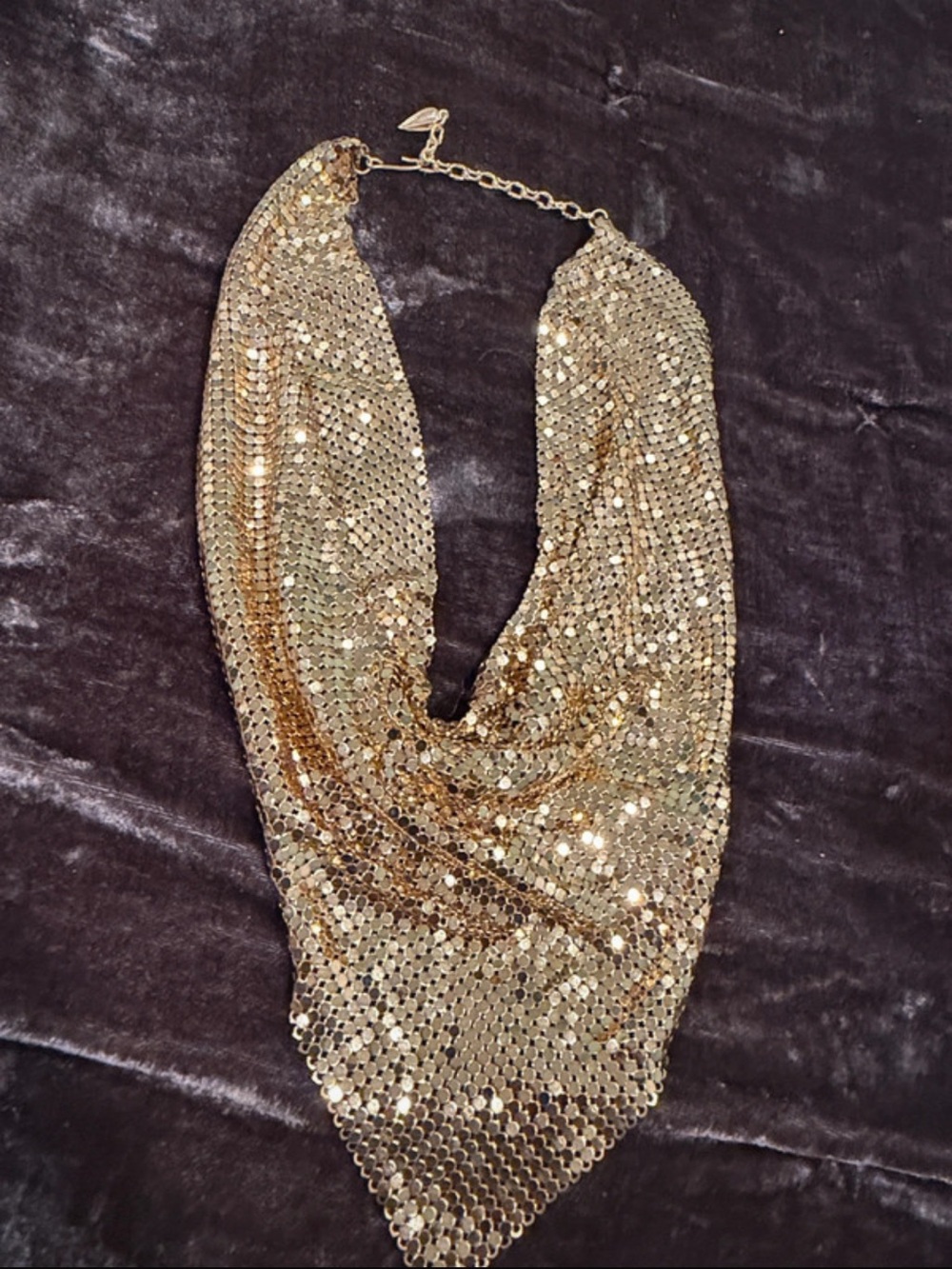 Whiting & Davis Gold Sequin Bib Necklace